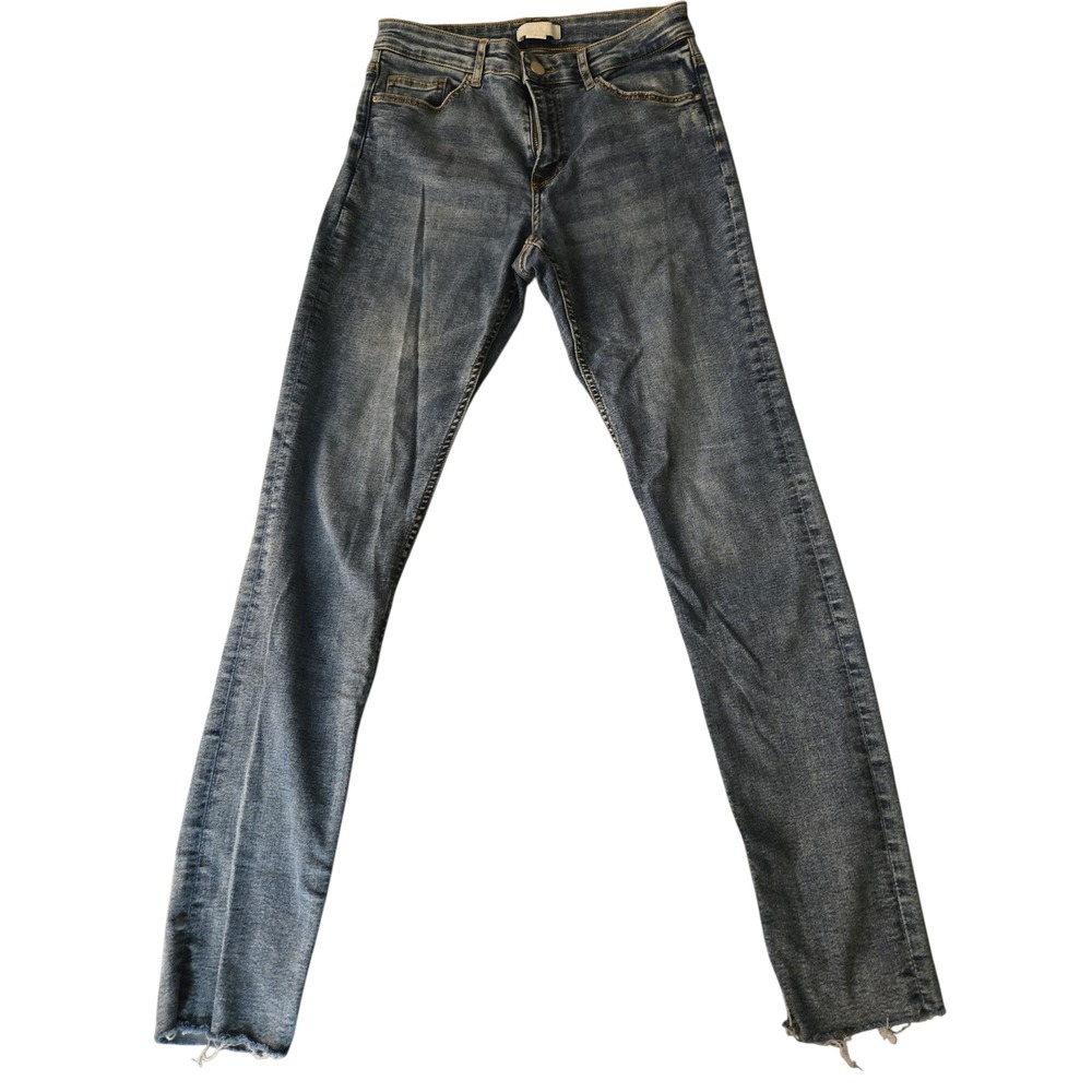 H&M Stretch‎ Skinny Medium Wash Jeans Womens Rough Hem Size 6 29L